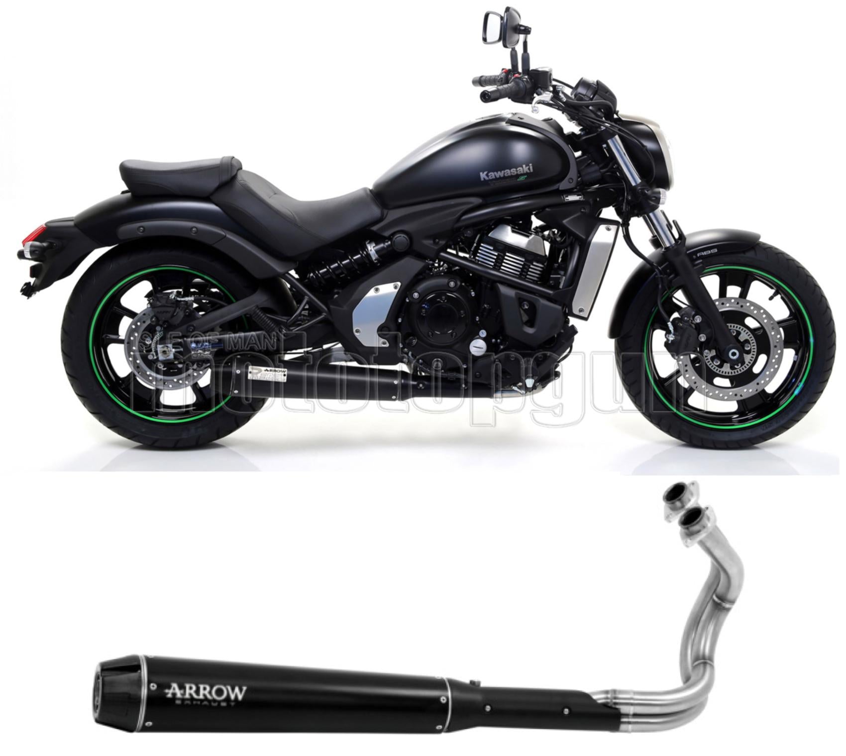 SCARICO RACE ARROW REBEL IN ALLUMINIO NERO CON FONDELLO IN CARBY COMPATIBILE CON KAWASAKI VULCAN S 650 21/22