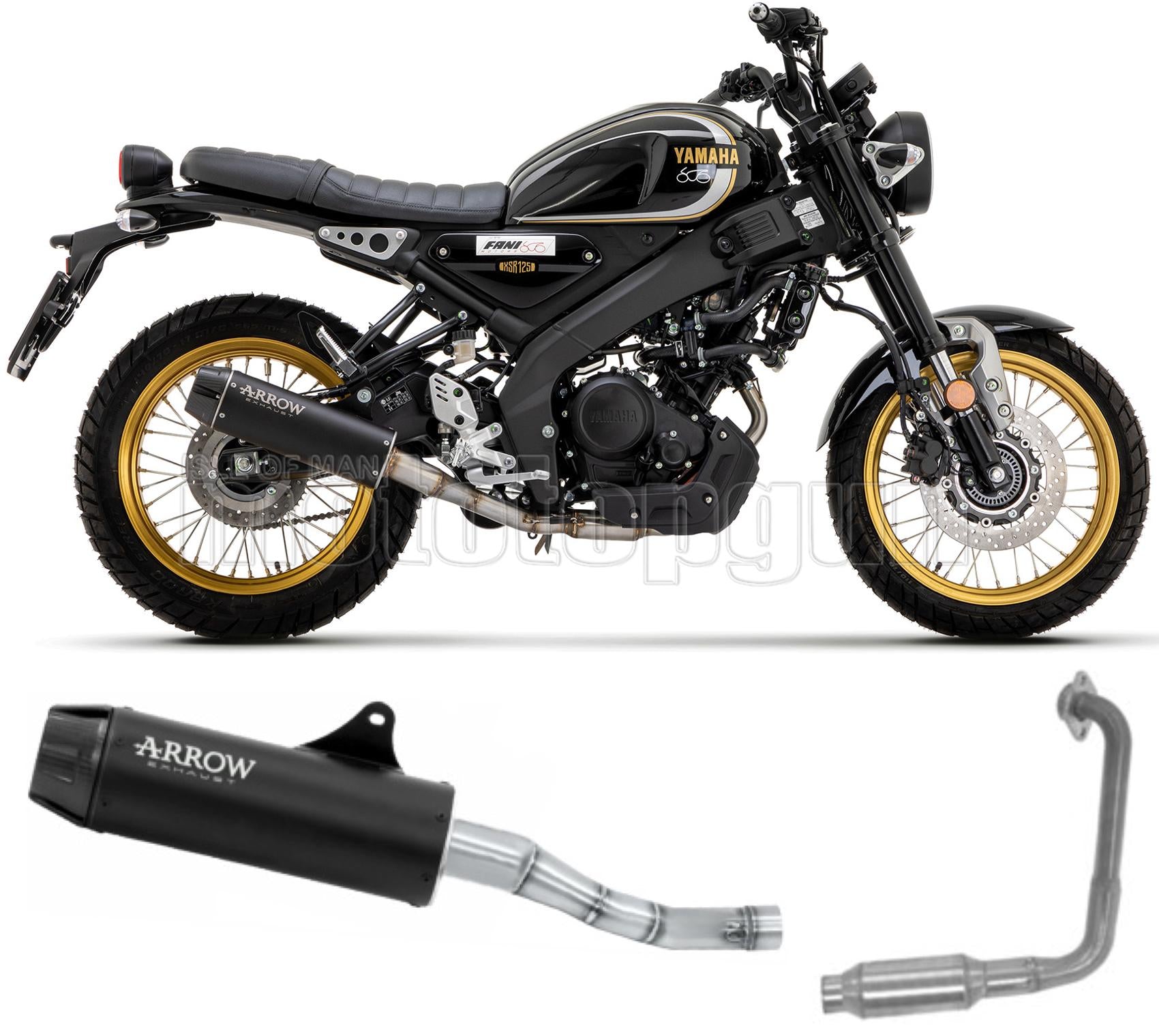 SCARICO OMOLOGATO ARROW REBEL IN ALLUMINIO NERO CON FONDELLO IN CARBY COMPATIBILE CON YAMAHA XSR 125 22/23