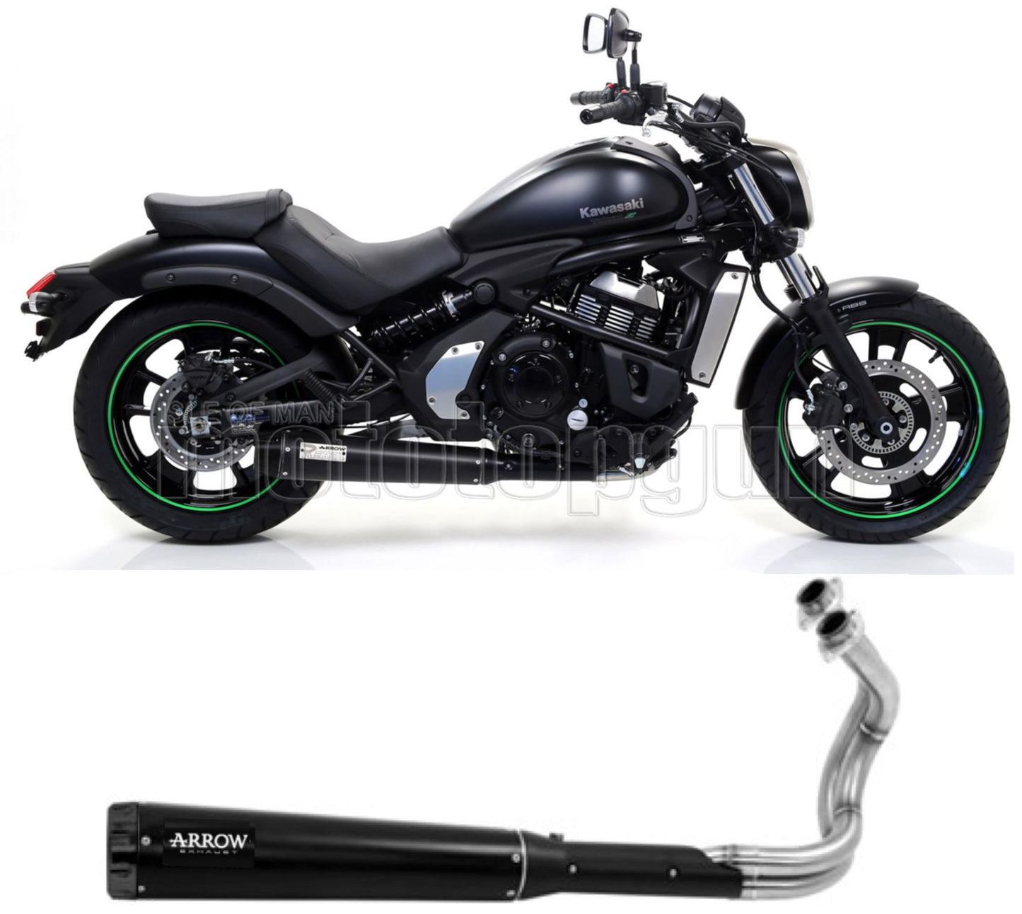 SCARICO RACE ARROW REBEL IN ALLUMINIO NERO CON FONDELLO IN ALLUMINIO NERO COMPATIBILE CON KAWASAKI VULCAN S 650 21/22