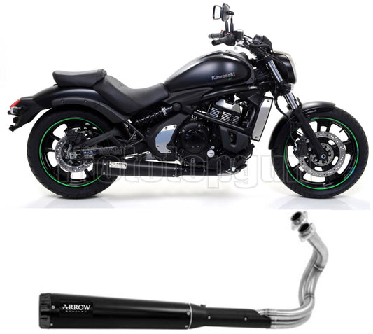 SCARICO RACE ARROW REBEL IN ALLUMINIO NERO CON FONDELLO IN ALLUMINIO NERO COMPATIBILE CON KAWASAKI VULCAN S 650 21/22