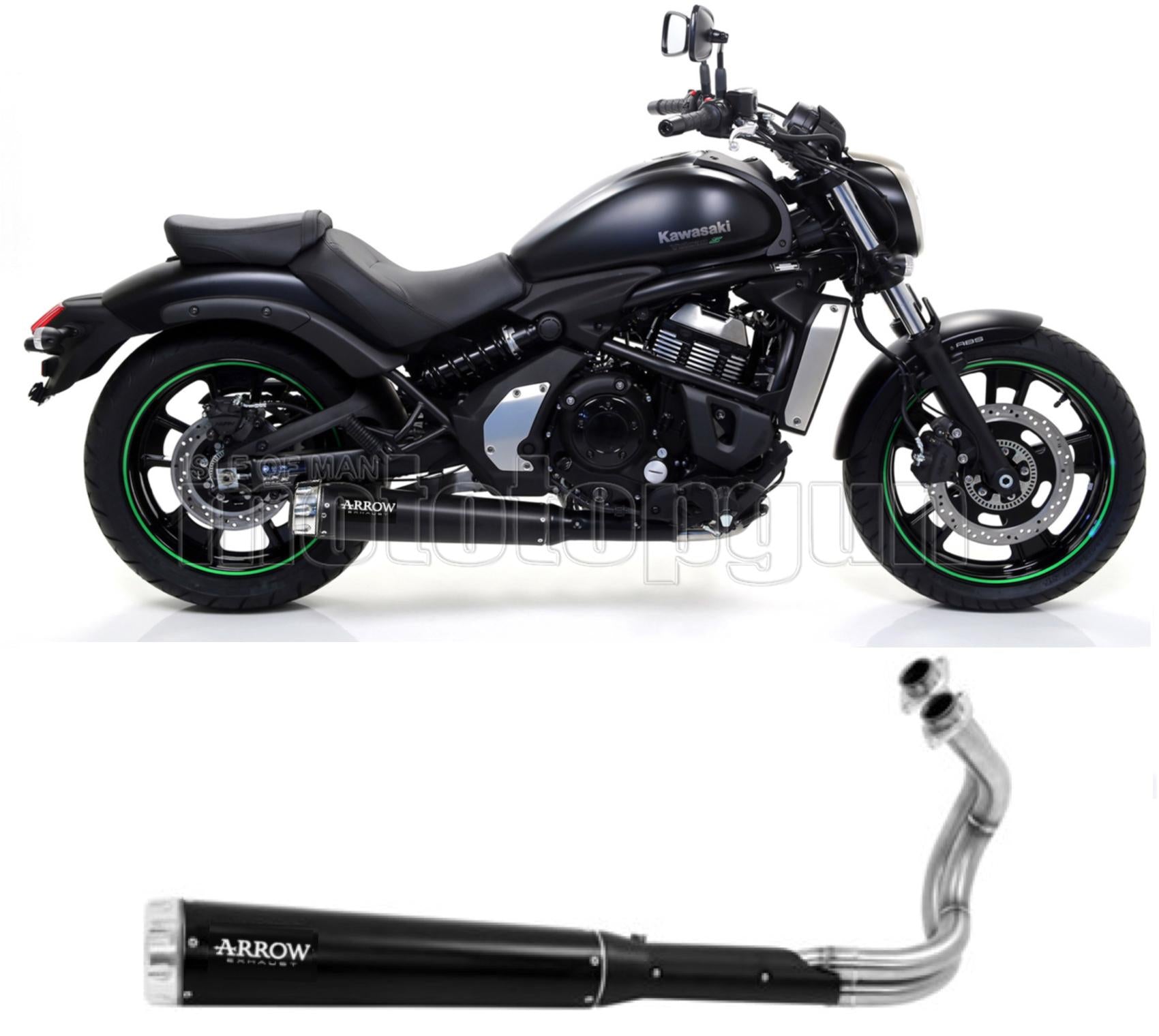 SCARICO RACE ARROW REBEL IN ALLUMINIO NERO CON FONDELLO IN ALLUMINIO COMPATIBILE CON KAWASAKI VULCAN S 650 21/22