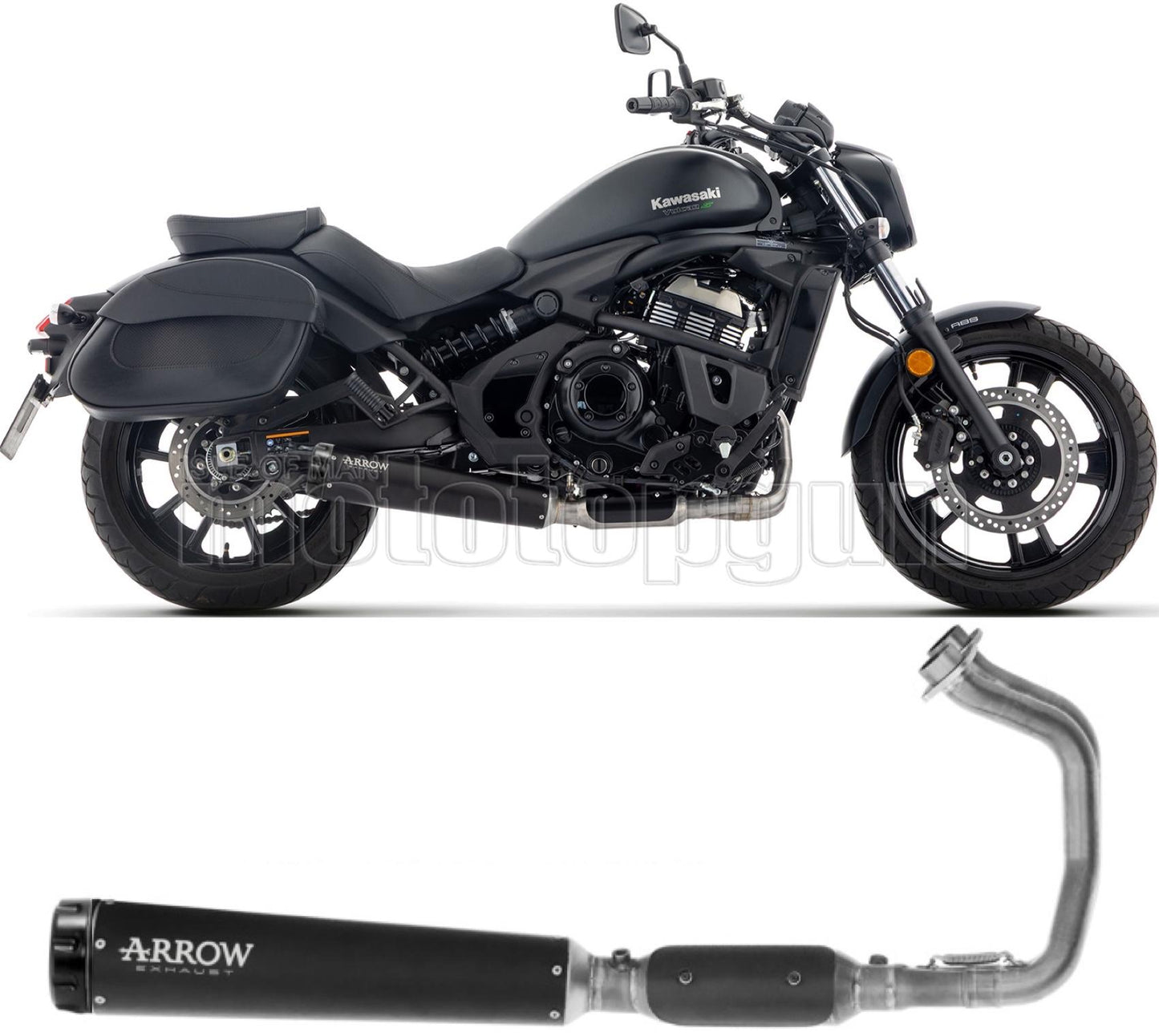 ARROW SCARICO COMPLETO OMOLOGATO OPEN REBEL INOX NERO FONDELLO ALLUMINIO NERO COMPATIBILE CON KAWASAKI VULCAN 650 S E5+ 2025