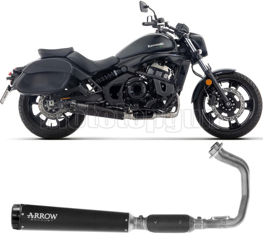 ARROW SCARICO COMPLETO OMOLOGATO OPEN REBEL INOX NERO FONDELLO ALLUMINIO NERO COMPATIBILE CON KAWASAKI VULCAN 650 S E5+ 2025