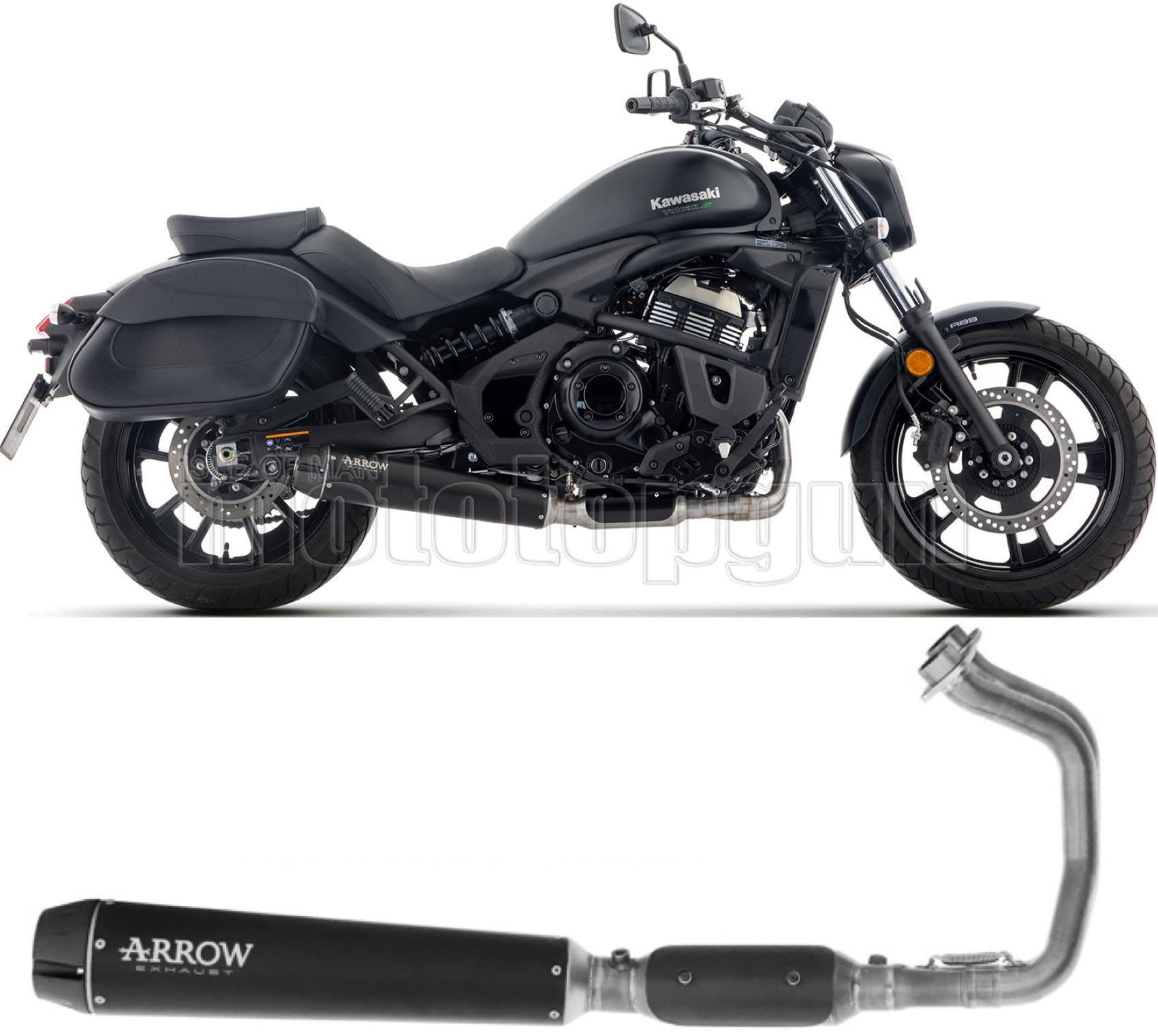 ARROW SCARICO COMPLETO OMOLOGATO OPEN REBEL INOX NERO FONDELLO CARBY COMPATIBILE CON KAWASAKI VULCAN 650 S E5+ 2025