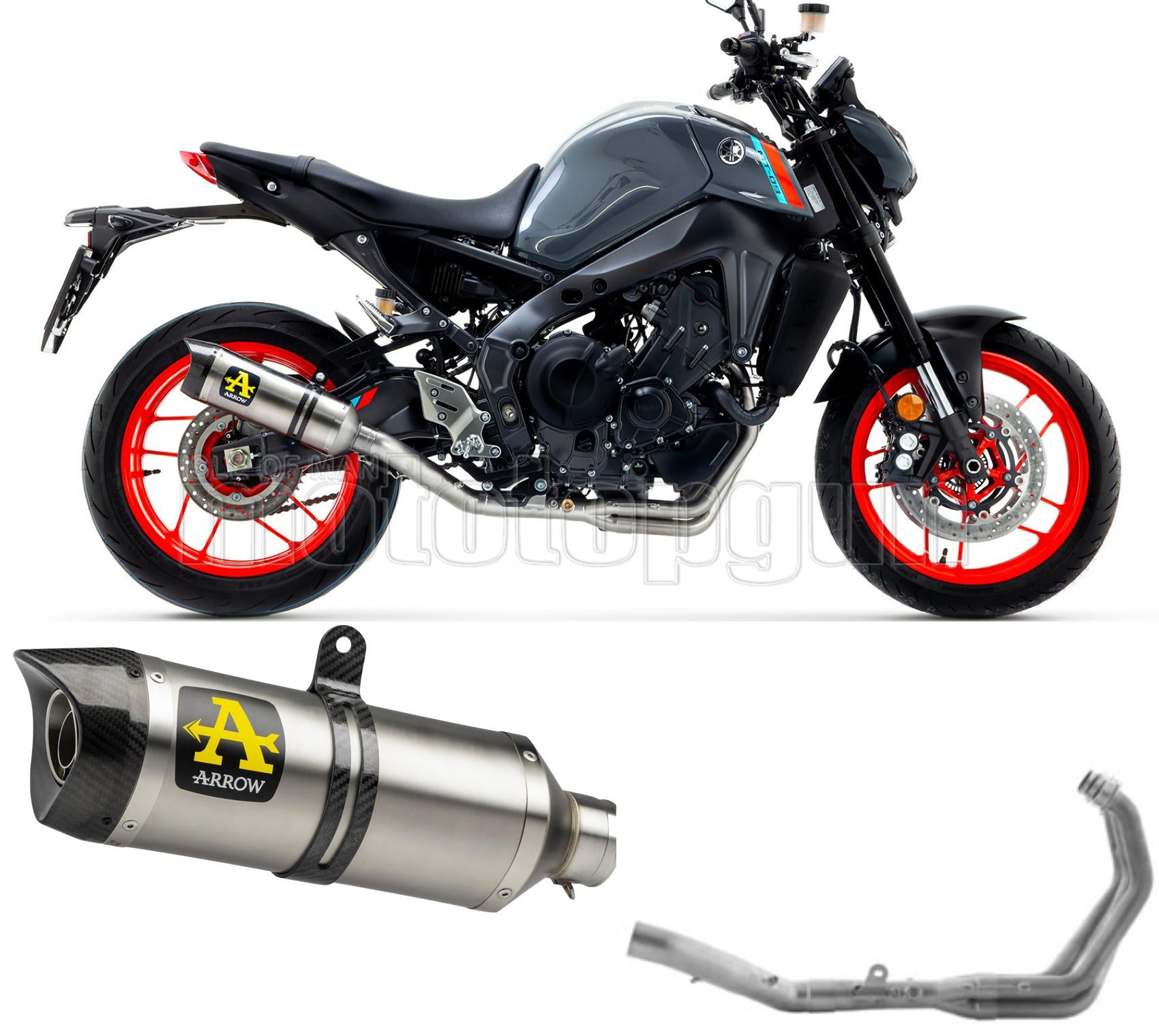 SCARICO OMOLOGATO OPEN ARROW THUNDER IN ALLUMINIO CON FONDELLO IN CARBY COMPATIBILE CON YAMAHA MT09 MT-09 21/23