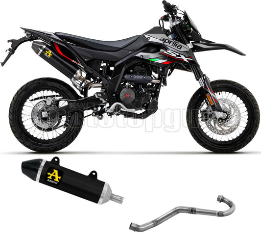 COLLETTORE ARROW THUNDER IN ALLUMINIO NERO CON FONDELLO IN CARBY COMPATIBILE CON APRILIA RX - SX 125 21/23