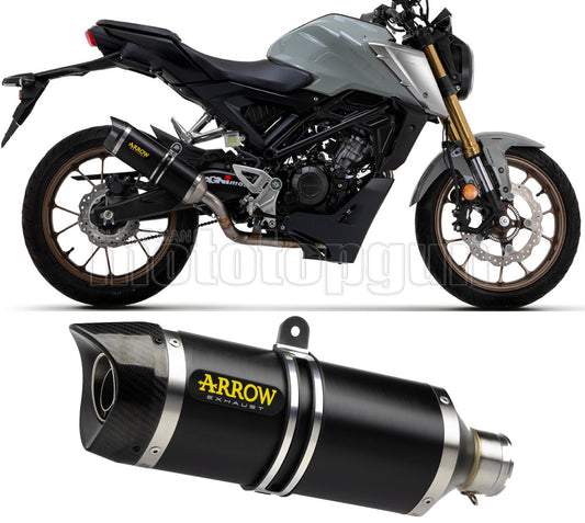 COLLETTORE OPEN ARROW THUNDER IN ALLUMINIO NERO CON FONDELLO IN CARBY COMPATIBILE CON HONDA CB 125 R 21/22