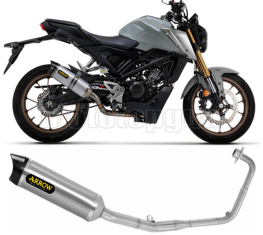 COLLETTORE OPEN ARROW THUNDER IN TITANIO CON FONDELLO IN CARBY COMPATIBILE CON HONDA CB 125 R 21/22