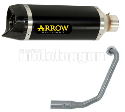 COLLETTORE OPEN ARROW THUNDER IN ALLUMINIO NERO CON FONDELLO IN CARBY COMPATIBILE CON YAMAHA MT125 MT-125 21/22