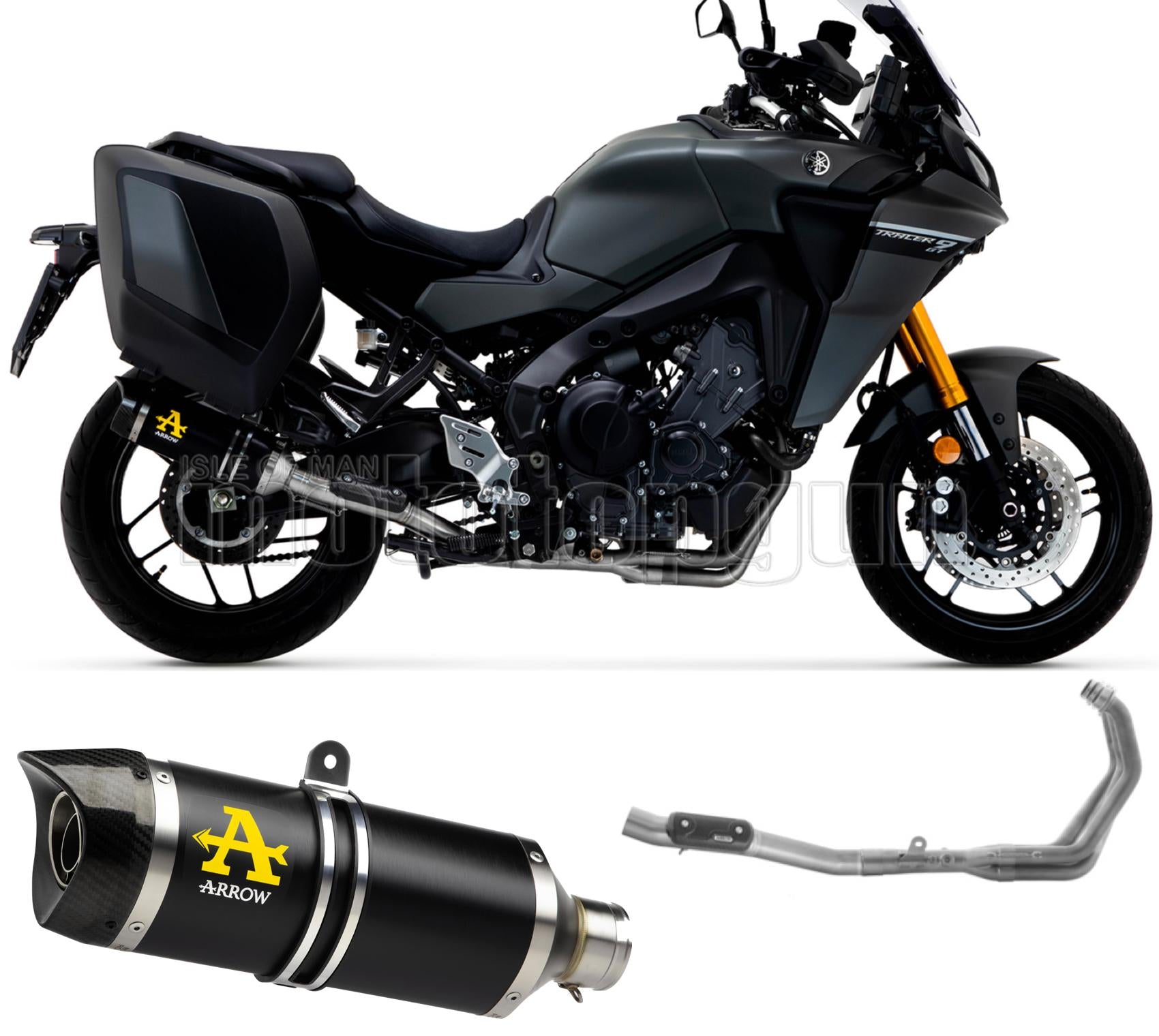 SCARICO OMOLOGATO OPEN ARROW THUNDER IN ALLUMINIO NERO CON FONDELLO IN CARBY COMPATIBILE CON YAMAHA TRACER 9 GT 21/23