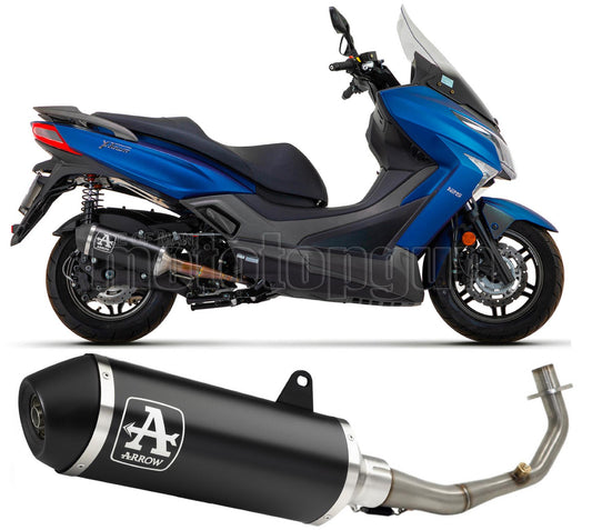 SCARICO COMPLETO COMPETITION ARROW URBAN IN ALLUMINIO NERO CON FONDELLO IN INOX NERO COMPATIBILE CON KYMCO X-TOWN 125 21/23
