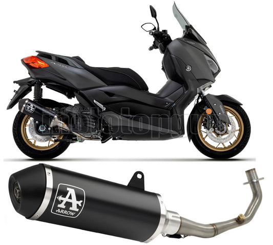 SCARICO COMPLETO COMPETITION ARROW URBAN IN ALLUMINIO NERO CON FONDELLO IN INOX NERO COMPATIBILE CON YAMAHA XMAX X-MAX 125 21/22