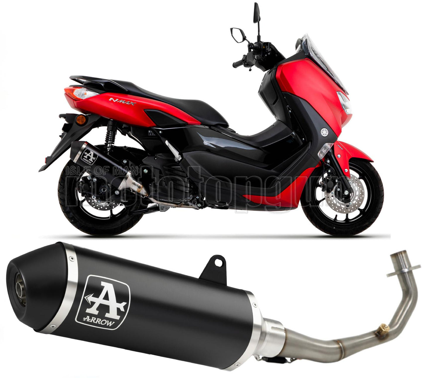 SCARICO COMPLETO COMPETITION ARROW URBAN IN ALLUMINIO NERO CON FONDELLO IN INOX NERO COMPATIBILE CON YAMAHA NMAX N-MAX 125 21/23