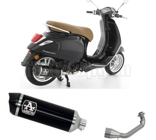 RACCORDO OPEN ARROW RACE-TECH IN ALLUMINIO NERO CON FONDELLO IN CARBY COMPATIBILE CON PIAGGIO VESPA SPRINT 125 3V 21/22