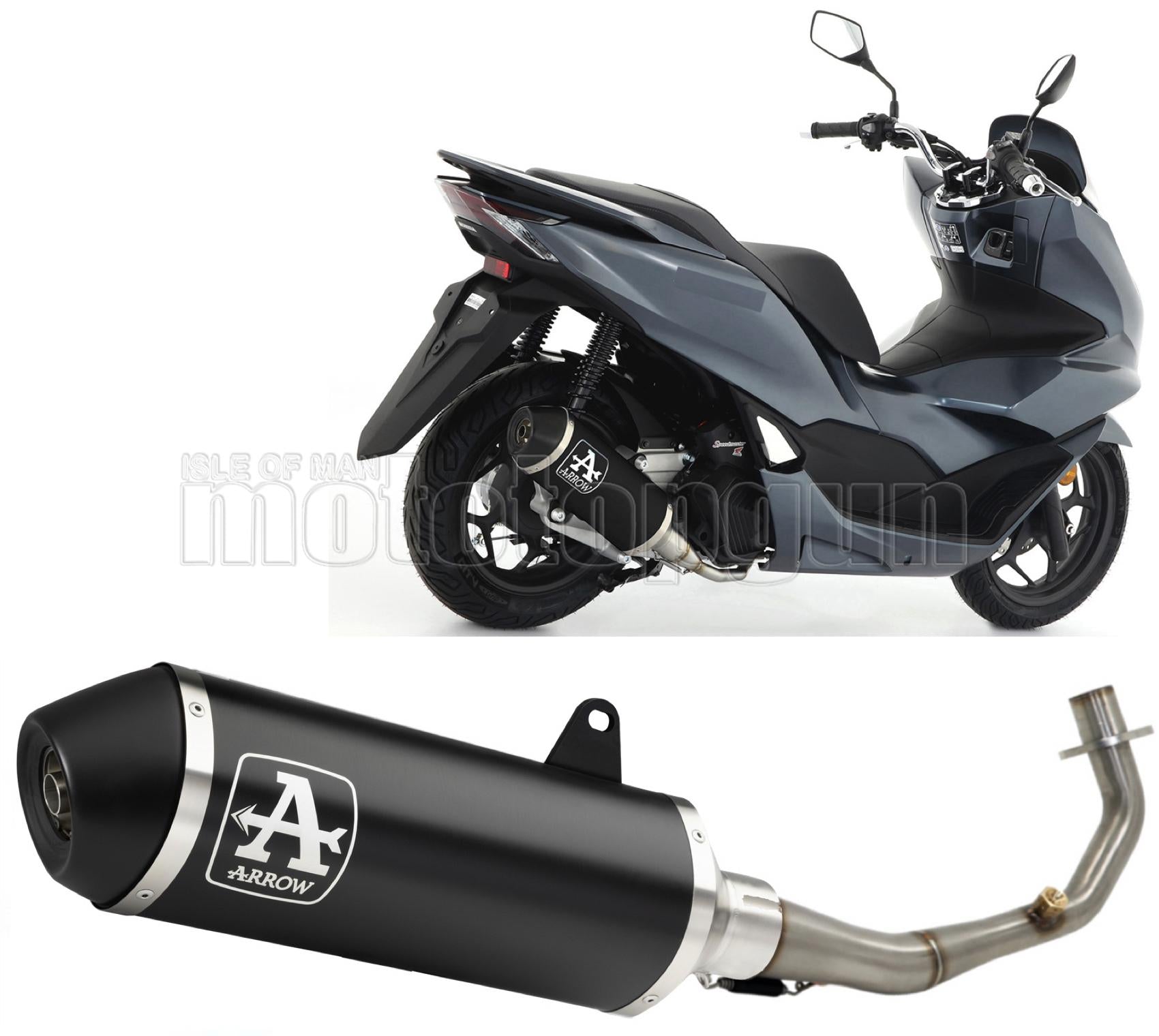 SCARICO COMPLETO COMPETITION EVO ARROW URBAN IN ALLUMINIO NERO CON FONDELLO IN INOX NERO COMPATIBILE CON HONDA PCX 125 2021