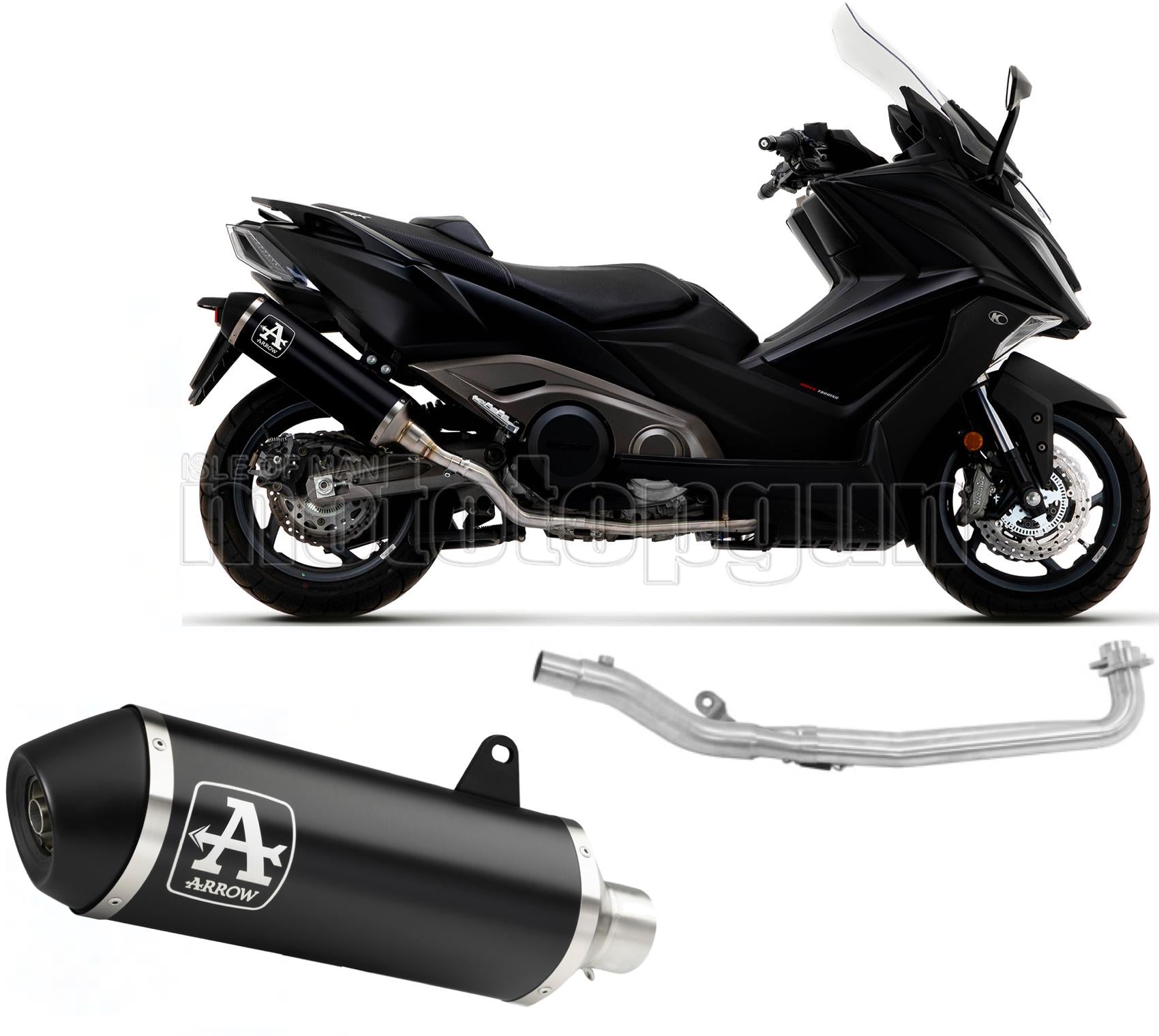 SCARICO RACE DIAMETRO 65 ARROW URBAN IN ALLUMINIO NERO CON FONDELLO IN CARBY COMPATIBILE CON KYMCO AK 550 21/23