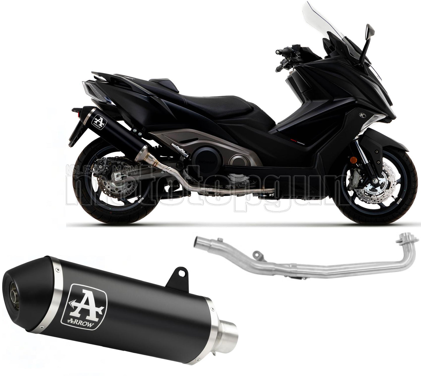SCARICO RACE DOPPIO TERMINALE ARROW URBAN IN ALLUMINIO NERO CON FONDELLO IN CARBY COMPATIBILE CON KYMCO AK 550 21/23