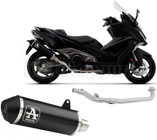 SCARICO RACE DOPPIO TERMINALE ARROW URBAN IN ALLUMINIO NERO CON FONDELLO IN INOX COMPATIBILE CON KYMCO AK 550 21/23