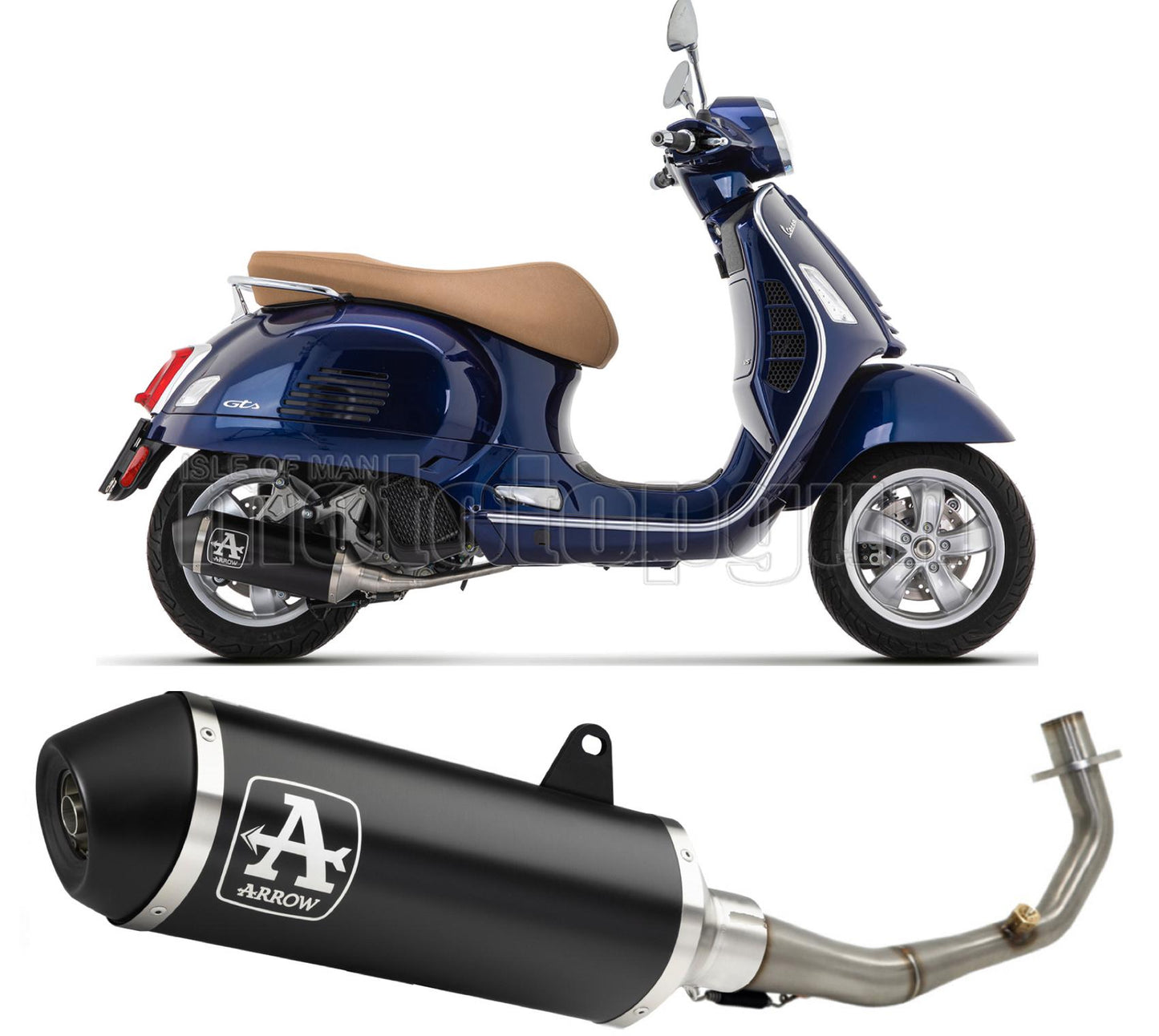 SCARICO COMPLETO COMPETITION ARROW URBAN IN ALLUMINIO NERO CON FONDELLO IN INOX NERO COMPATIBILE CON PIAGGIO VESPA GTS 125 IE 21/23