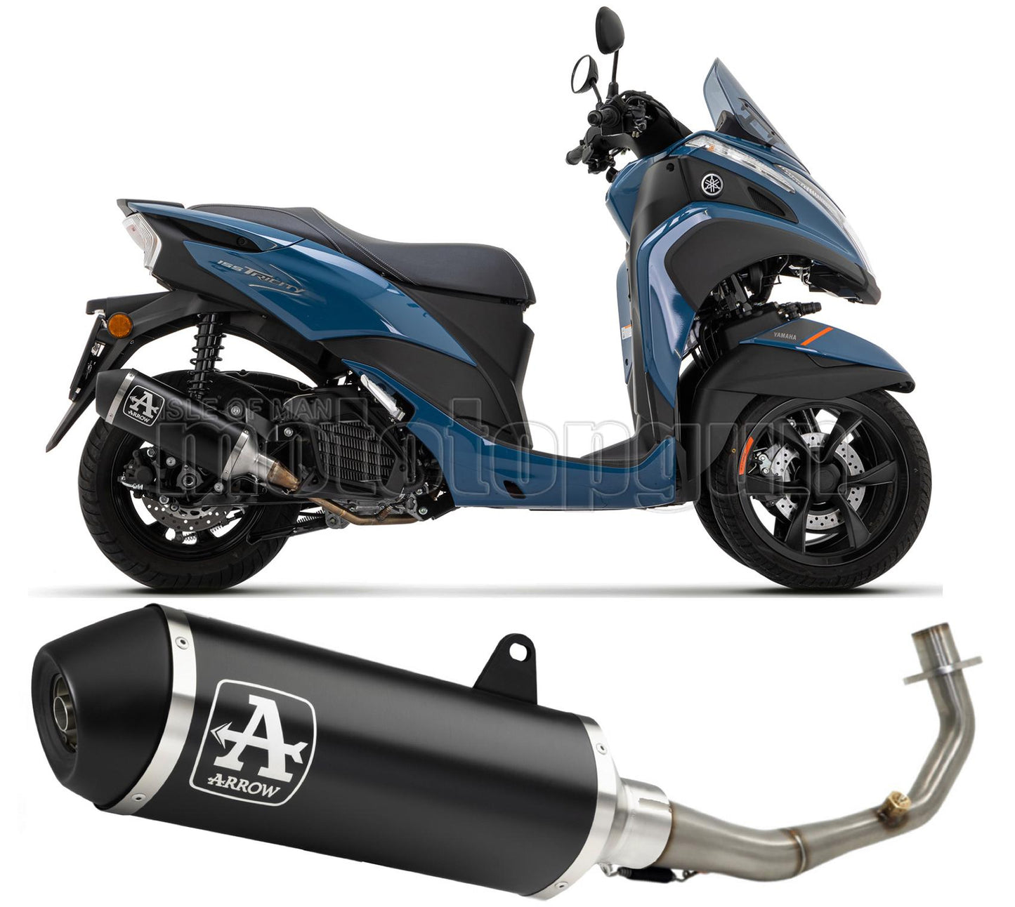 SCARICO COMPLETO COMPETITION SBK ARROW URBAN IN NICHROM NERO CON FONDELLO IN ALLUMINIO NERO COMPATIBILE CON YAMAHA TRICITY 155 22/23