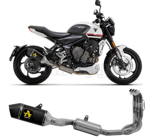 SCARICO COMPLETO OMOLOGATO CATALIZZATO ARROW VELOCE IN ALLUMINIO NERO CON FONDELLO IN CARBY COMPATIBILE CON TRIUMPH TRIDENT 660 21/23