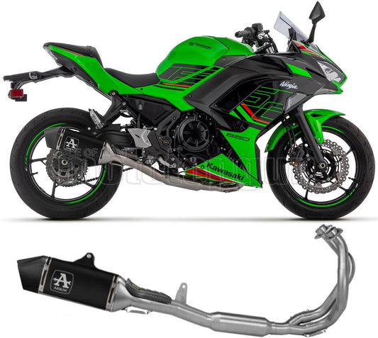 ARROW SCARICO COMPLETO OMOLOGATO CATALIZZATO VELOCE ALLUMINIO NERO FONDELLO CARBY COMPATIBILE CON KAWASAKI NINJA 650 35KW 24/25