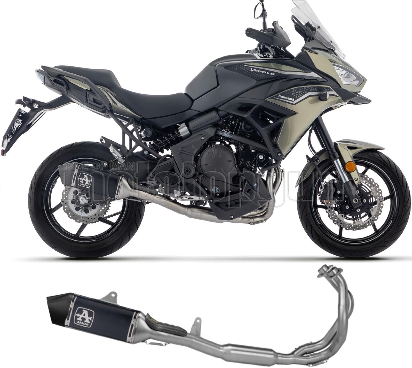 ARROW SCARICO COMPLETO OMOLOGATO CATALIZZATO VELOCE ALLUMINIO NERO FONDELLO CARBY COMPATIBILE CON KAWASAKI VERSYS 650 2025