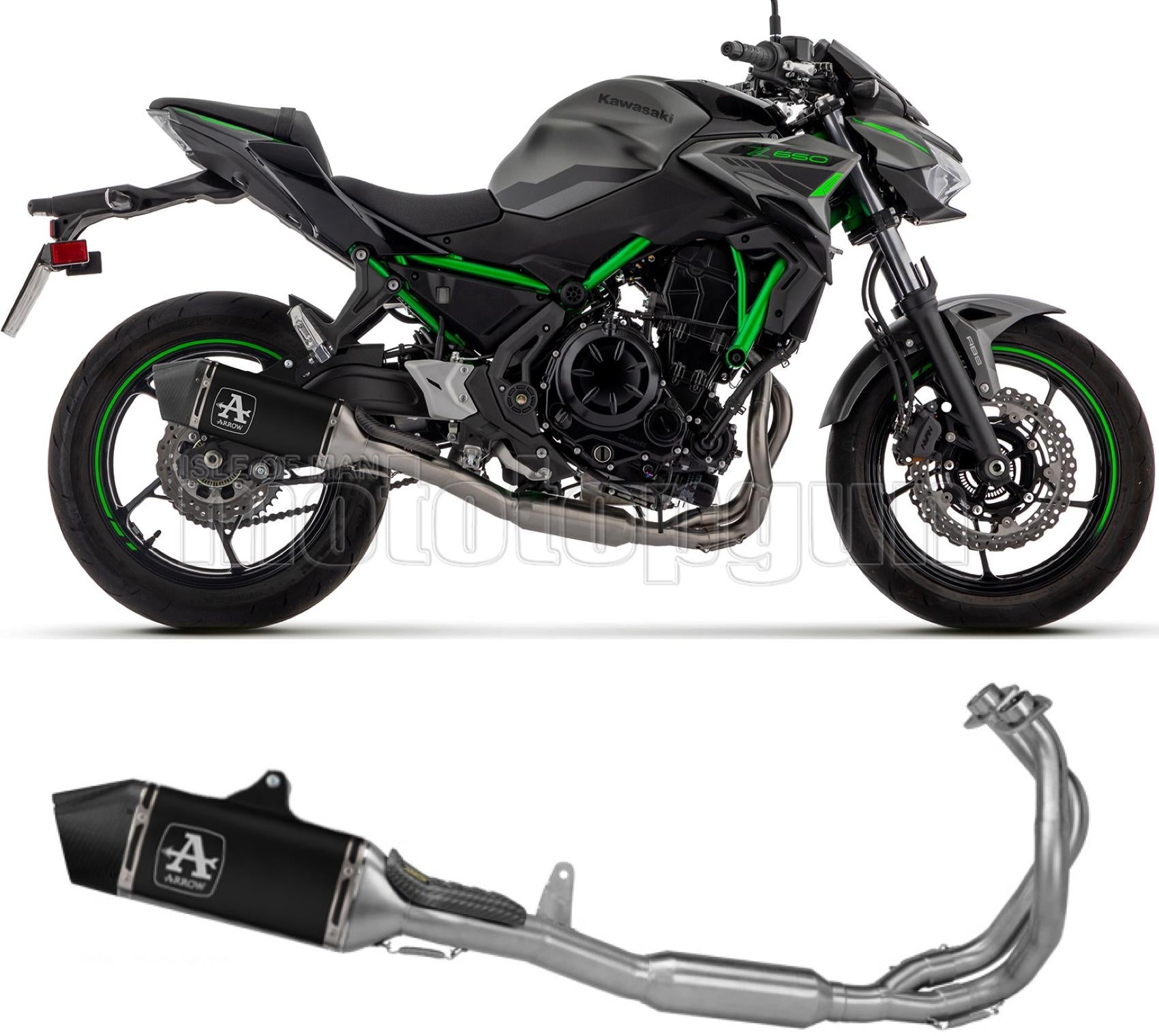 ARROW SCARICO COMPLETO OMOLOGATO CATALIZZATO VELOCE ALLUMINIO NERO FONDELLO CARBY COMPATIBILE CON KAWASAKI Z650 Z-650 35KW 24/25