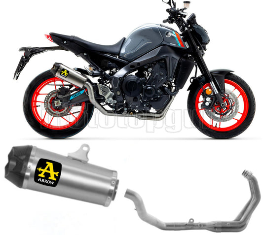SCARICO OMOLOGATO OPEN ARROW WORKS IN TITANIO CON FONDELLO IN CARBY COMPATIBILE CON YAMAHA MT09 MT-09 21/23