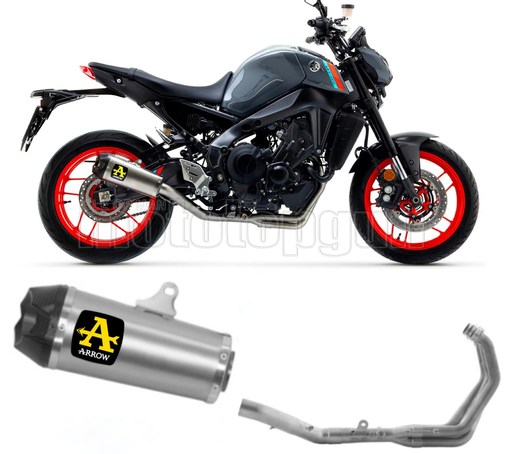 SCARICO OMOLOGATO OPEN ARROW WORKS IN TITANIO CON FONDELLO IN CARBY COMPATIBILE CON YAMAHA MT09 MT-09 21/23