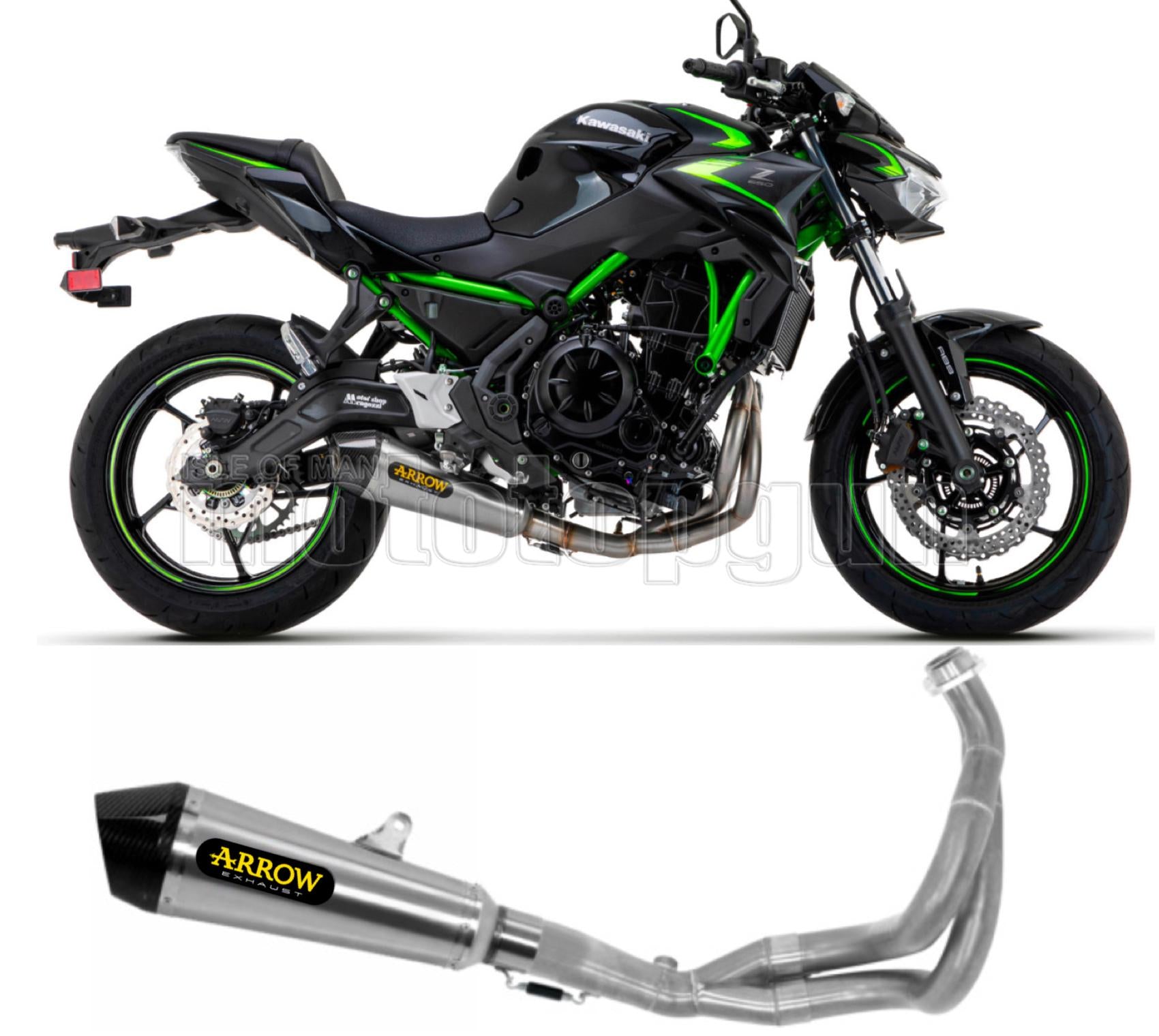 SCARICO OMOLOGATO OPEN ARROW X-KONE IN NICHROM CON FONDELLO IN CARBY COMPATIBILE CON KAWASAKI Z650 Z-650 21/23