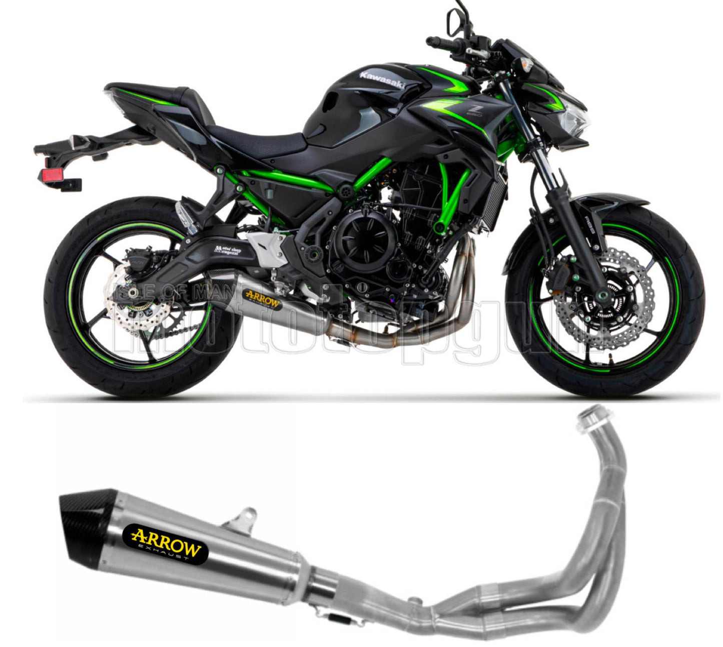SCARICO OMOLOGATO OPEN ARROW X-KONE IN NICHROM CON FONDELLO IN CARBY COMPATIBILE CON KAWASAKI Z650 Z-650 21/23
