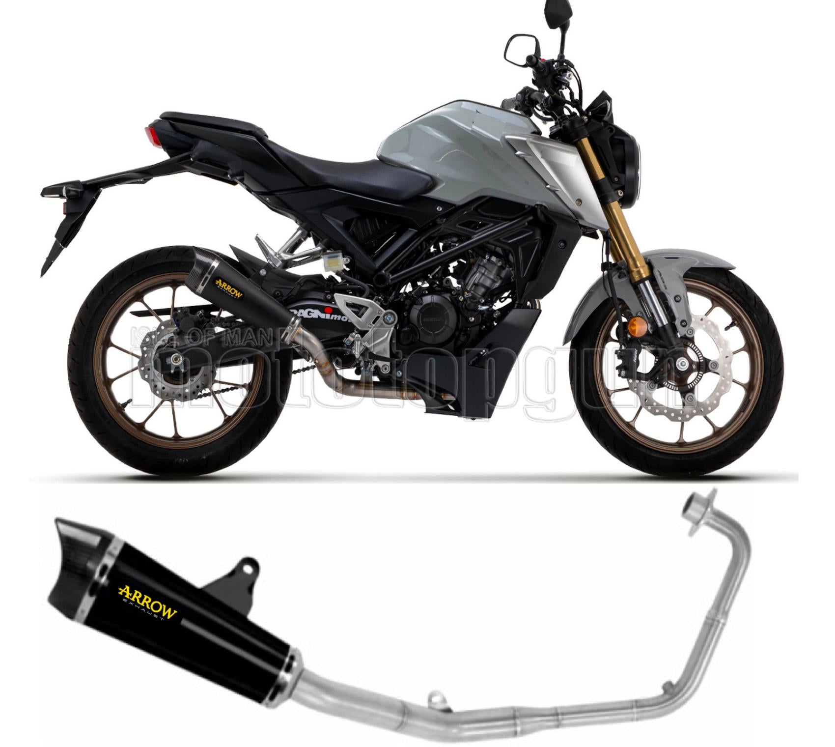 COLLETTORE OPEN ARROW X-KONE IN NICHROM NERO CON FONDELLO IN CARBY COMPATIBILE CON HONDA CB 125 R 21/22