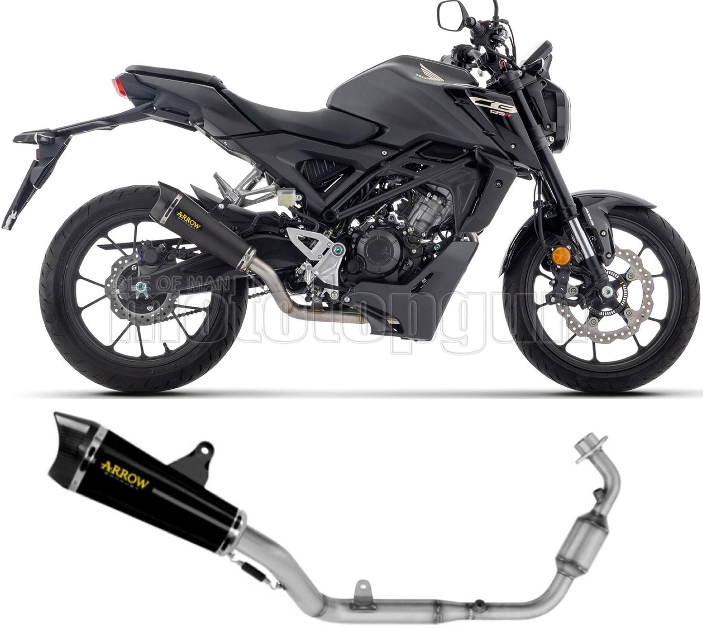 COLLETTORE OPEN ARROW X-KONE IN ALLUMINIO NERO CON FONDELLO IN CARBY COMPATIBILE CON HONDA CB 125 R 2024