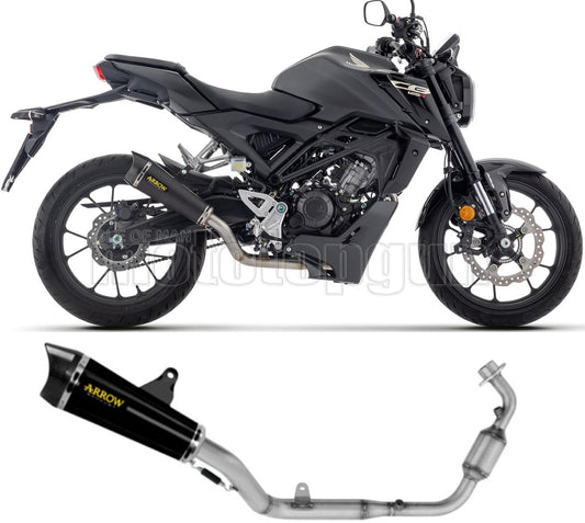 COLLETTORE OPEN ARROW X-KONE IN ALLUMINIO NERO CON FONDELLO IN CARBY COMPATIBILE CON HONDA CB 125 R 2024