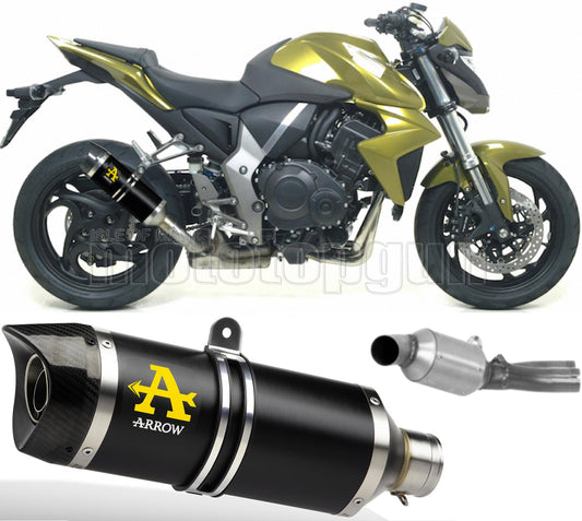 SCARICO COMPLETO OMOLOGATO OPEN ARROW THUNDER IN ALLUMINIO NERO CON FONDELLO IN CARBY COMPATIBILE CON HONDA CB 1000 R 08/17