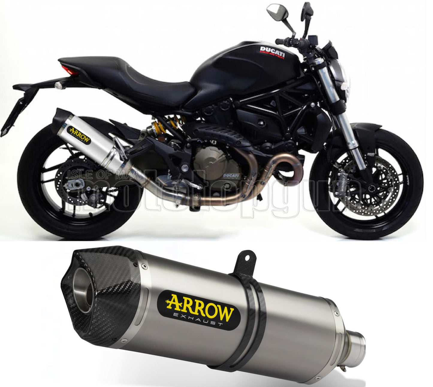 SCARICO COMPLETO OMOLOGATO OPEN ARROW RACE-TECH IN TITANIO CON FONDELLO IN CARBY COMPATIBILE CON DUCATI MONSTER 821 14/16
