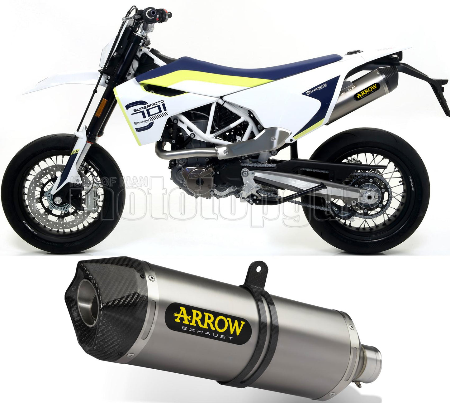 SCARICO OMOLOGATO ARROW RACE-TECH IN ALLUMINIO CON FONDELLO IN CARBY COMPATIBILE CON HUSQVARNA 701 ENDURO 17/20
