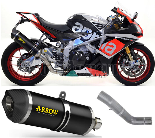 SCARICO COMPLETO OMOLOGATO OPEN ARROW RACE-TECH IN ALLUMINIO NERO CON FONDELLO IN CARBY COMPATIBILE CON APRILIA RSV4 RSV-4 RF 15/16