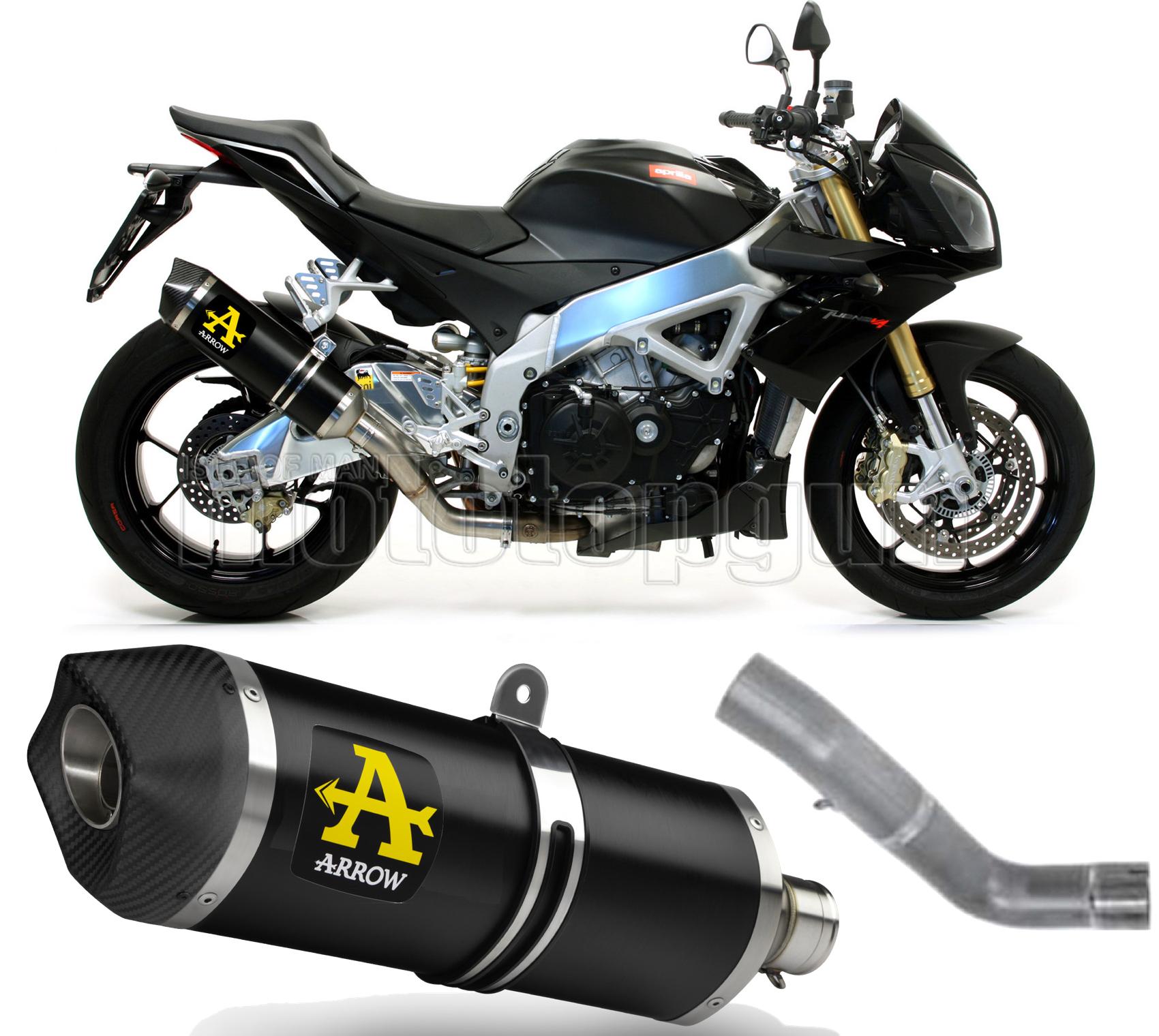 SCARICO COMPLETO OMOLOGATO OPEN ARROW RACE-TECH IN ALLUMINIO NERO CON FONDELLO IN CARBY COMPATIBILE CON APRILIA TUONO V4-R APRC 11/15