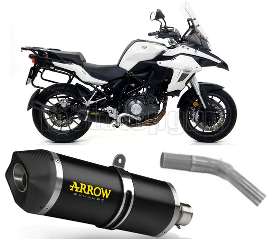 SCARICO OMOLOGATO ARROW RACE-TECH IN ALLUMINIO NERO CON FONDELLO IN CARBY COMPATIBILE CON BENELLI TRK 502 17/20