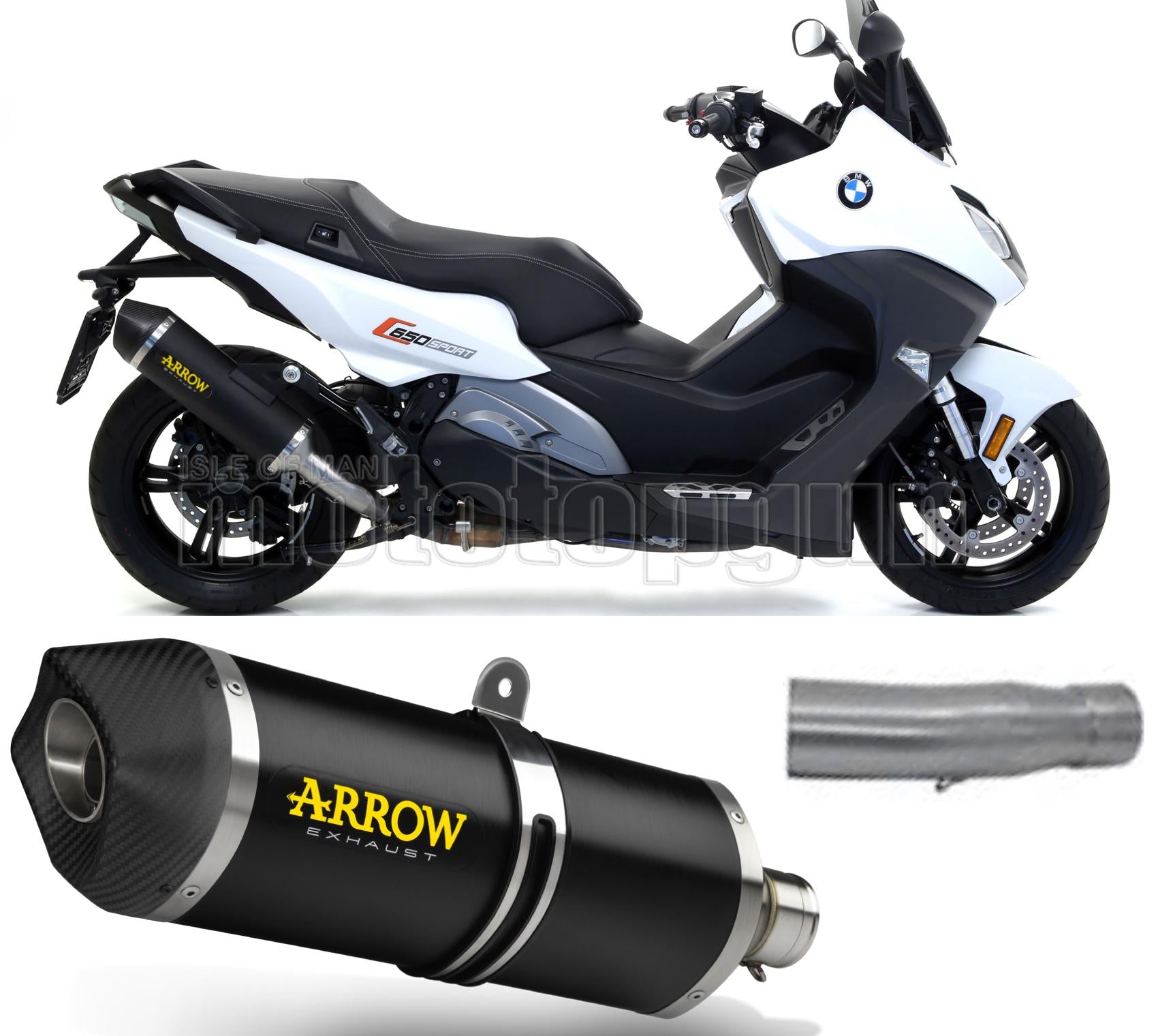 SCARICO OMOLOGATO ARROW RACE-TECH IN ALLUMINIO NERO CON FONDELLO IN CARBY COMPATIBILE CON BMW C650 C 650 SPORT 16/20