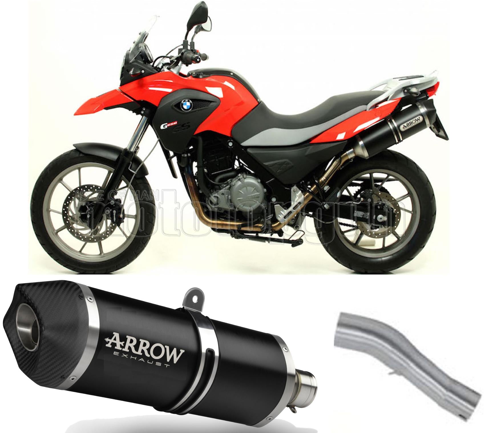 SCARICO OMOLOGATO ARROW RACE-TECH IN ALLUMINIO NERO CON FONDELLO IN CARBY COMPATIBILE CON BMW G650 G-650 GS SERTAO 11/16
