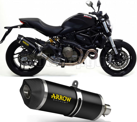 SCARICO COMPLETO OMOLOGATO OPEN ARROW RACE-TECH IN ALLUMINIO NERO CON FONDELLO IN CARBY COMPATIBILE CON DUCATI MONSTER 821 14/16