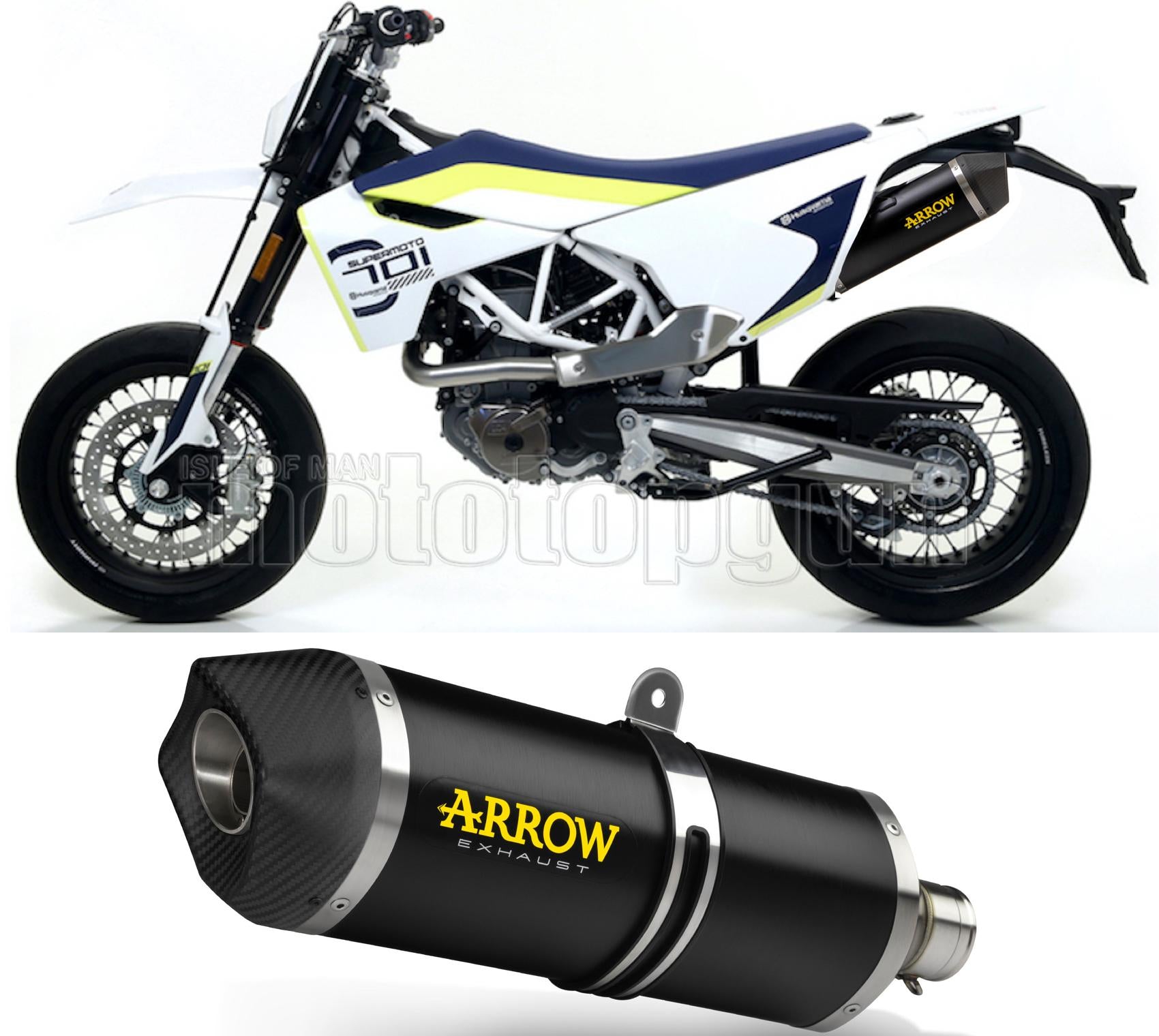 SCARICO OMOLOGATO ARROW RACE-TECH IN ALLUMINIO NERO CON FONDELLO IN CARBY COMPATIBILE CON HUSQVARNA 701 ENDURO 17/20