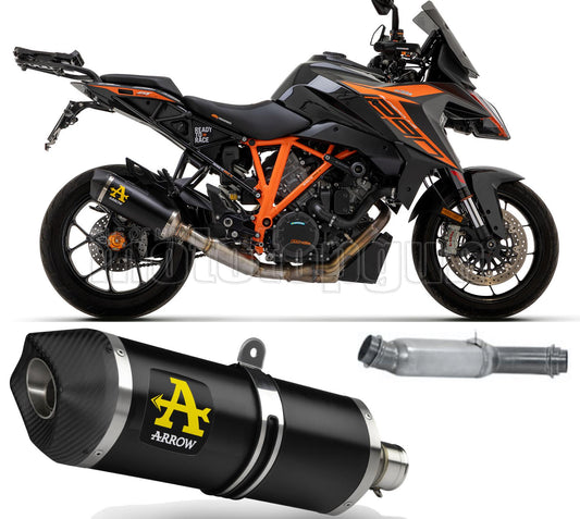 SCARICO COMPLETO RACE DOPPIO TERMINALE ARROW RACE-TECH IN ALLUMINIO NERO CON FONDELLO IN CARBY COMPATIBILE CON KTM 1290 SUPERDUKE GT 17/21