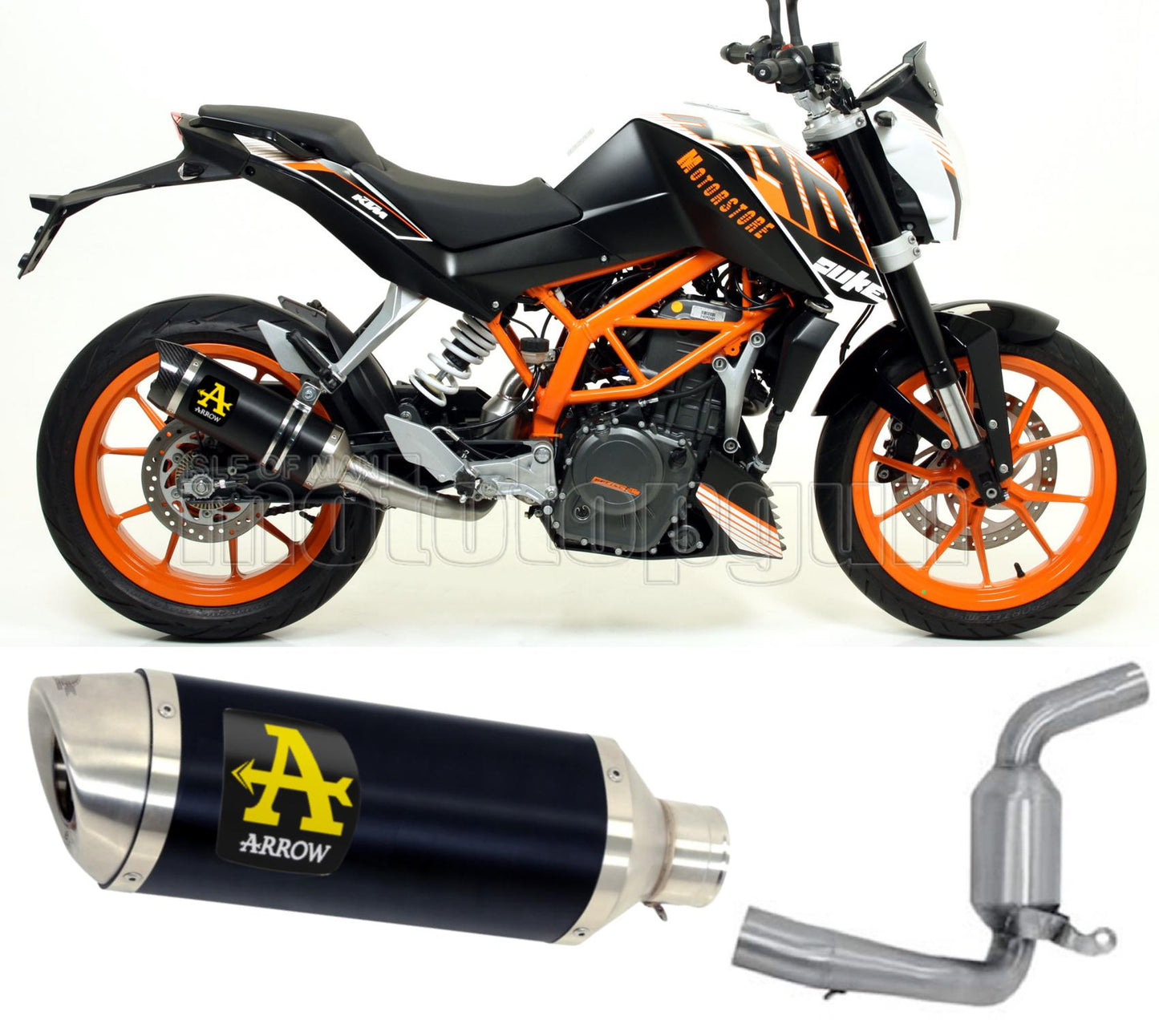 SCARICO COMPLETO OMOLOGATO OPEN ARROW THUNDER IN ALLUMINIO NERO CON FONDELLO IN INOX COMPATIBILE CON KTM DUKE 390 13/16