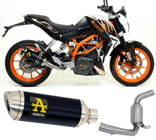 SCARICO COMPLETO OMOLOGATO OPEN ARROW THUNDER IN ALLUMINIO NERO CON FONDELLO IN INOX COMPATIBILE CON KTM DUKE 390 13/16