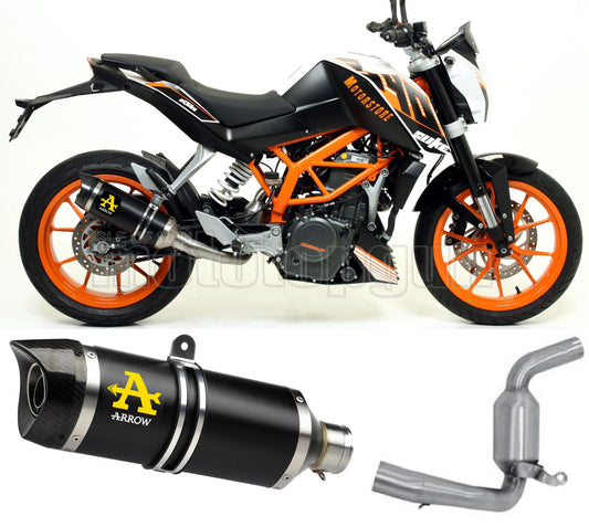 SCARICO COMPLETO OMOLOGATO OPEN ARROW THUNDER IN ALLUMINIO NERO CON FONDELLO IN CARBY COMPATIBILE CON KTM DUKE 390 13/16
