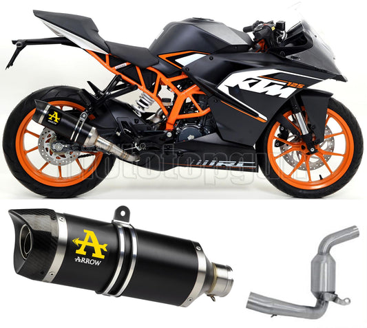 SCARICO COMPLETO OMOLOGATO OPEN ARROW THUNDER IN ALLUMINIO NERO CON FONDELLO IN CARBY COMPATIBILE CON KTM RC 125 15/16